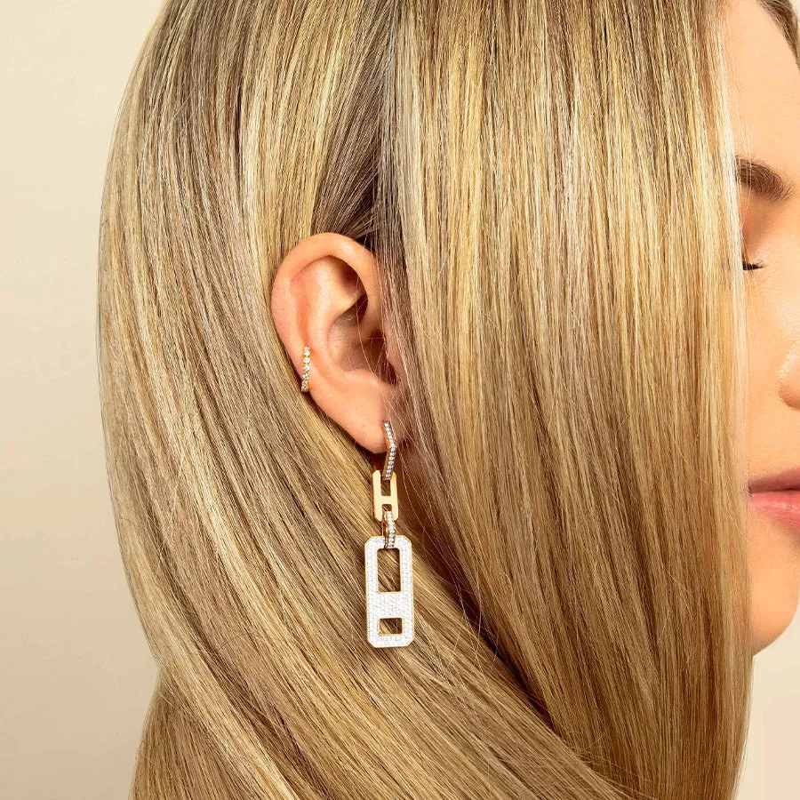 DNA Pave Diamond Long Single Earring
