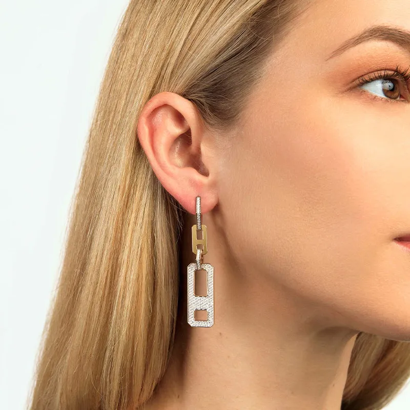 DNA Pave Diamond Long Single Earring