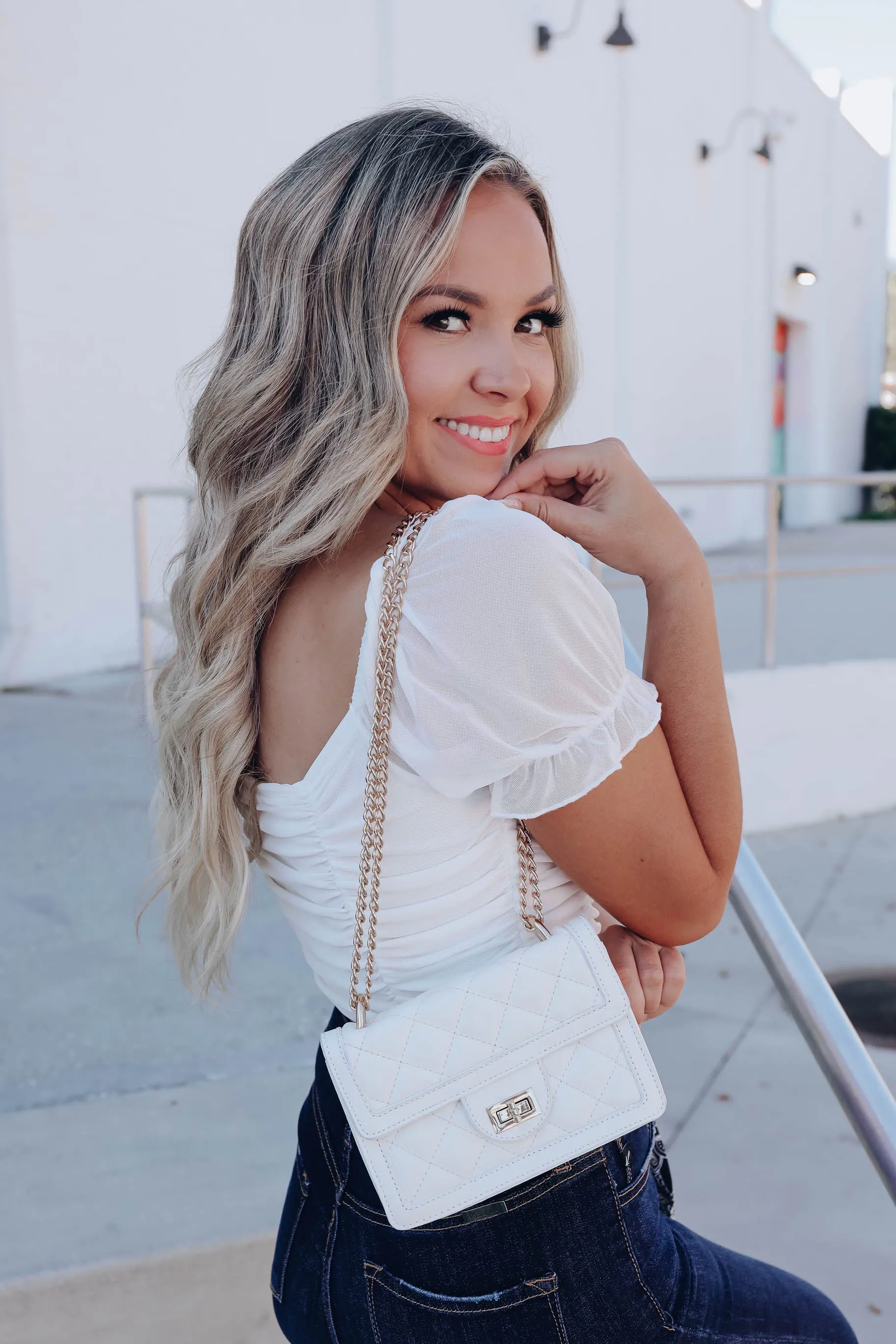 Donatella Quilted Bag - White