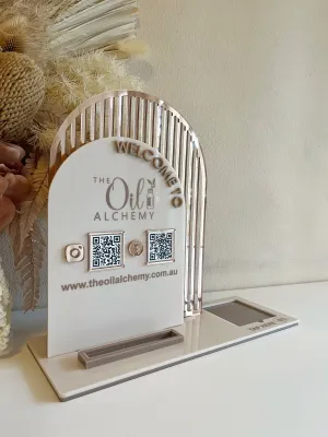 Double Arched Logo, QRS   Business Cards   Square Sign - Welcome To