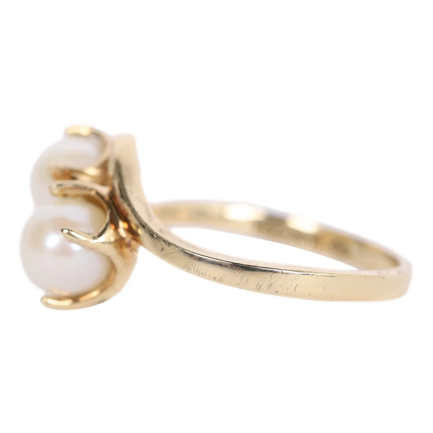 Double Pearl Ring 10KT Size 6.5 (Authentic Pre-Owned)