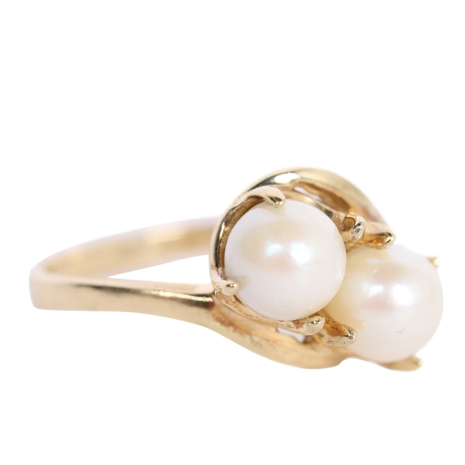 Double Pearl Ring 10KT Size 6.5 (Authentic Pre-Owned)