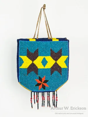 Double-Sided Plateau Beaded Flat Bag with Bead Fringe