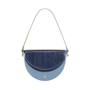 DUDU Women's bag with real leather shoulder, rigid crescent, made in Italy, handbag with flap and double shoulder strap, magnetic closure