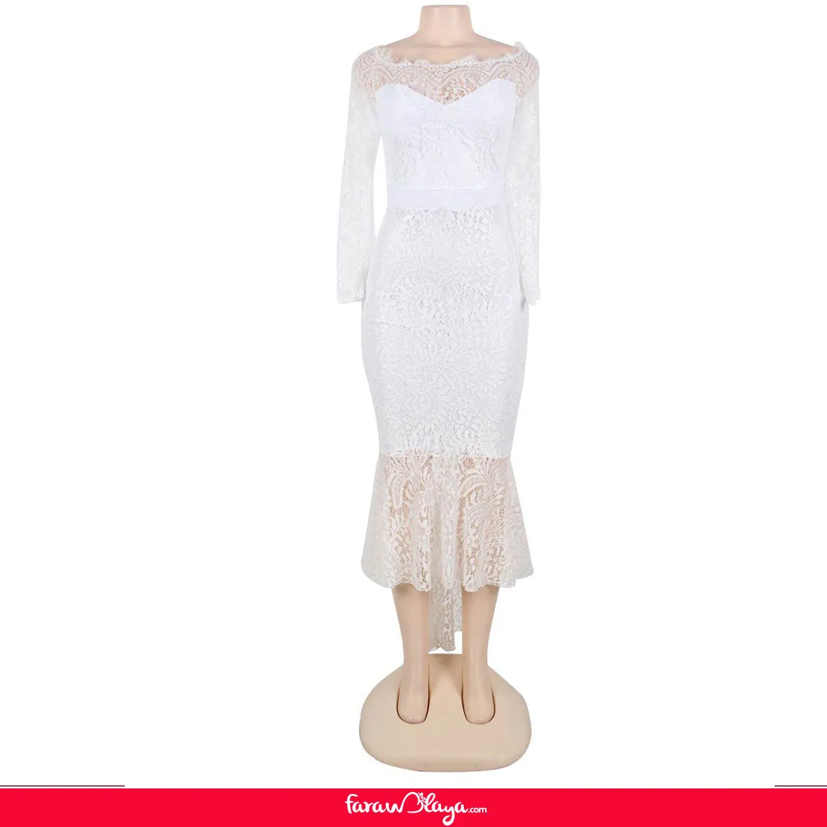 Elegant Lace Hi-low White Evening Dress