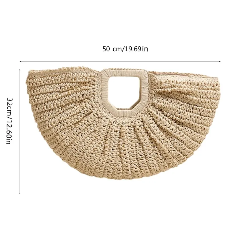 Elegant Ladies Beach Bag Straw Handbag Summer Travel Evening Purse for Women