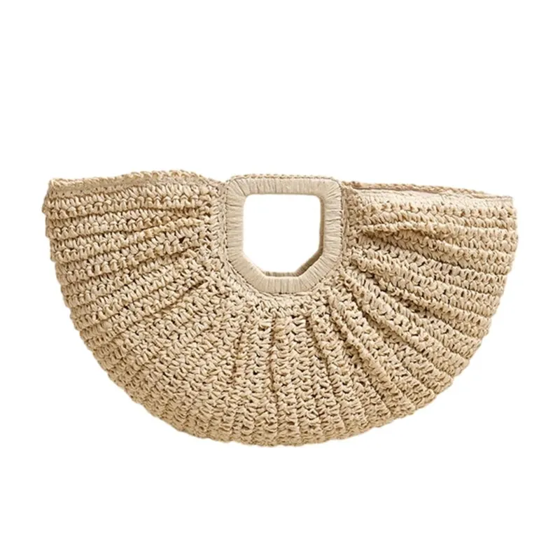 Elegant Ladies Beach Bag Straw Handbag Summer Travel Evening Purse for Women