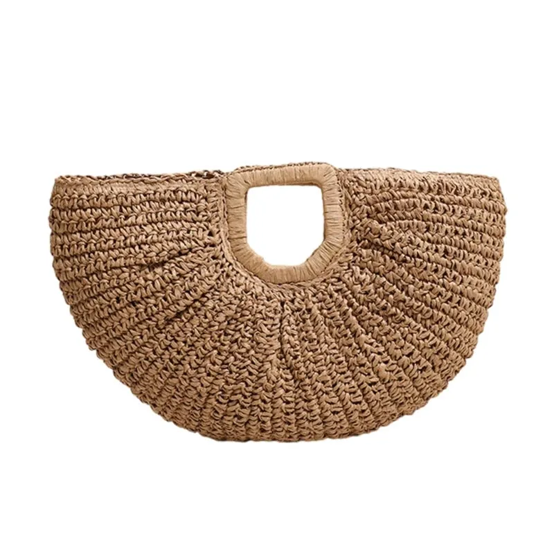 Elegant Ladies Beach Bag Straw Handbag Summer Travel Evening Purse for Women