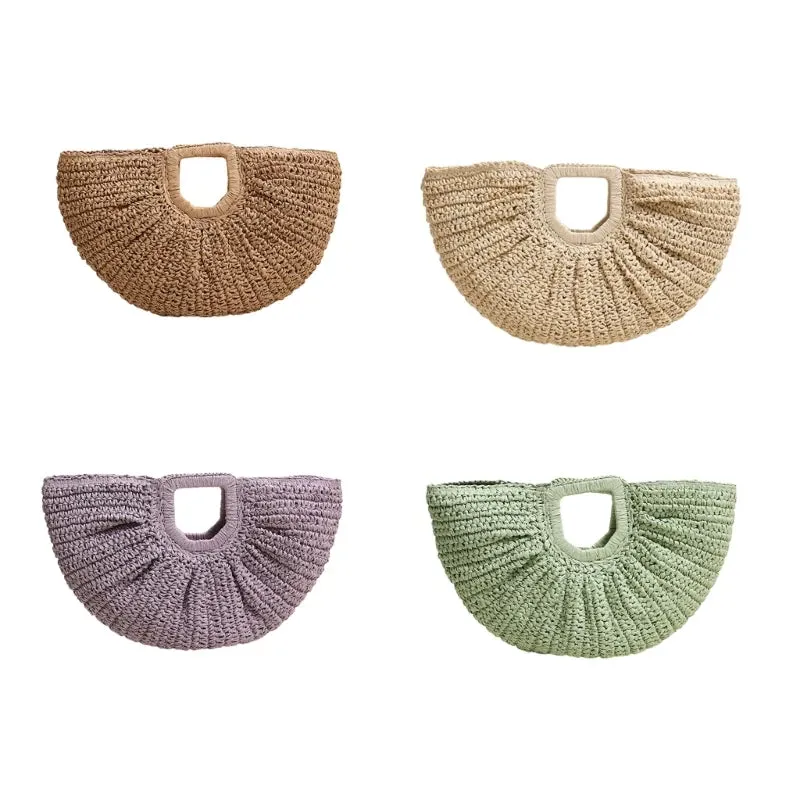 Elegant Ladies Beach Bag Straw Handbag Summer Travel Evening Purse for Women
