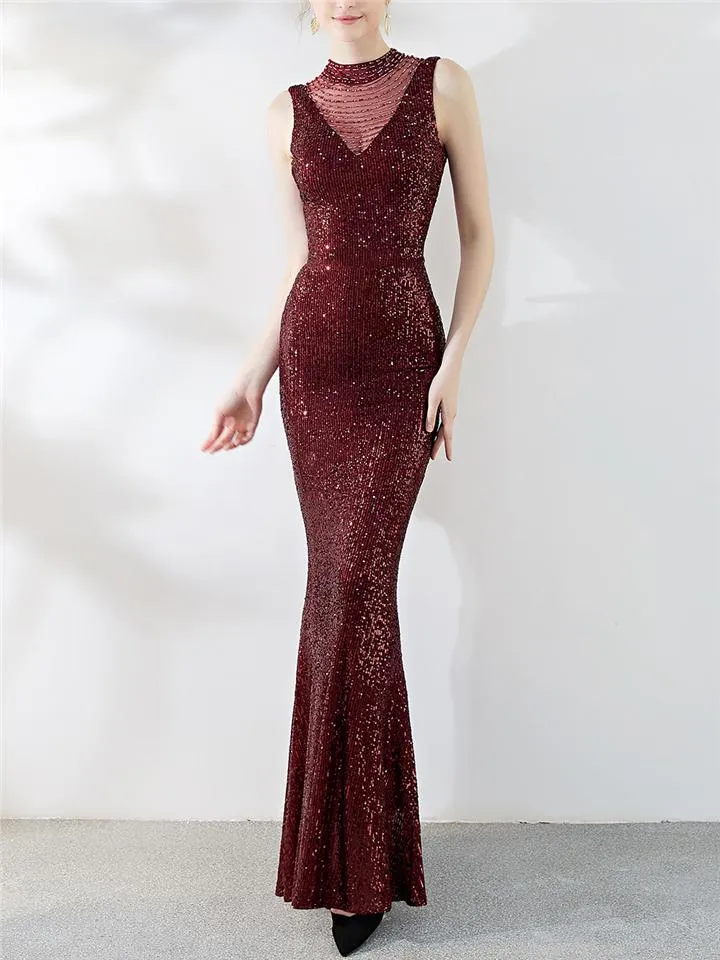 Elegant Mermaid Beaded Evening Gown for Dinner