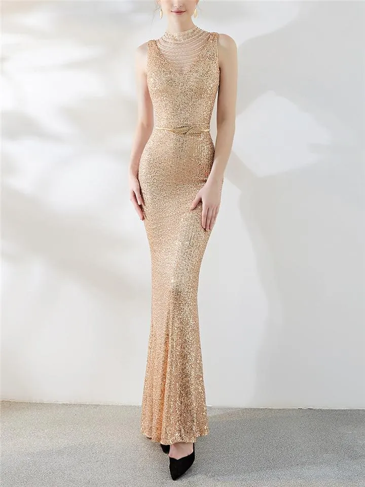 Elegant Mermaid Beaded Evening Gown for Dinner