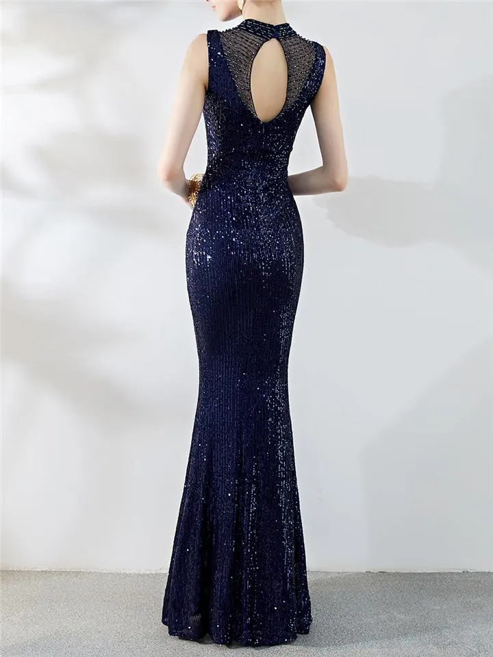 Elegant Mermaid Beaded Evening Gown for Dinner