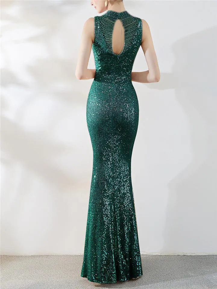 Elegant Mermaid Beaded Evening Gown for Dinner