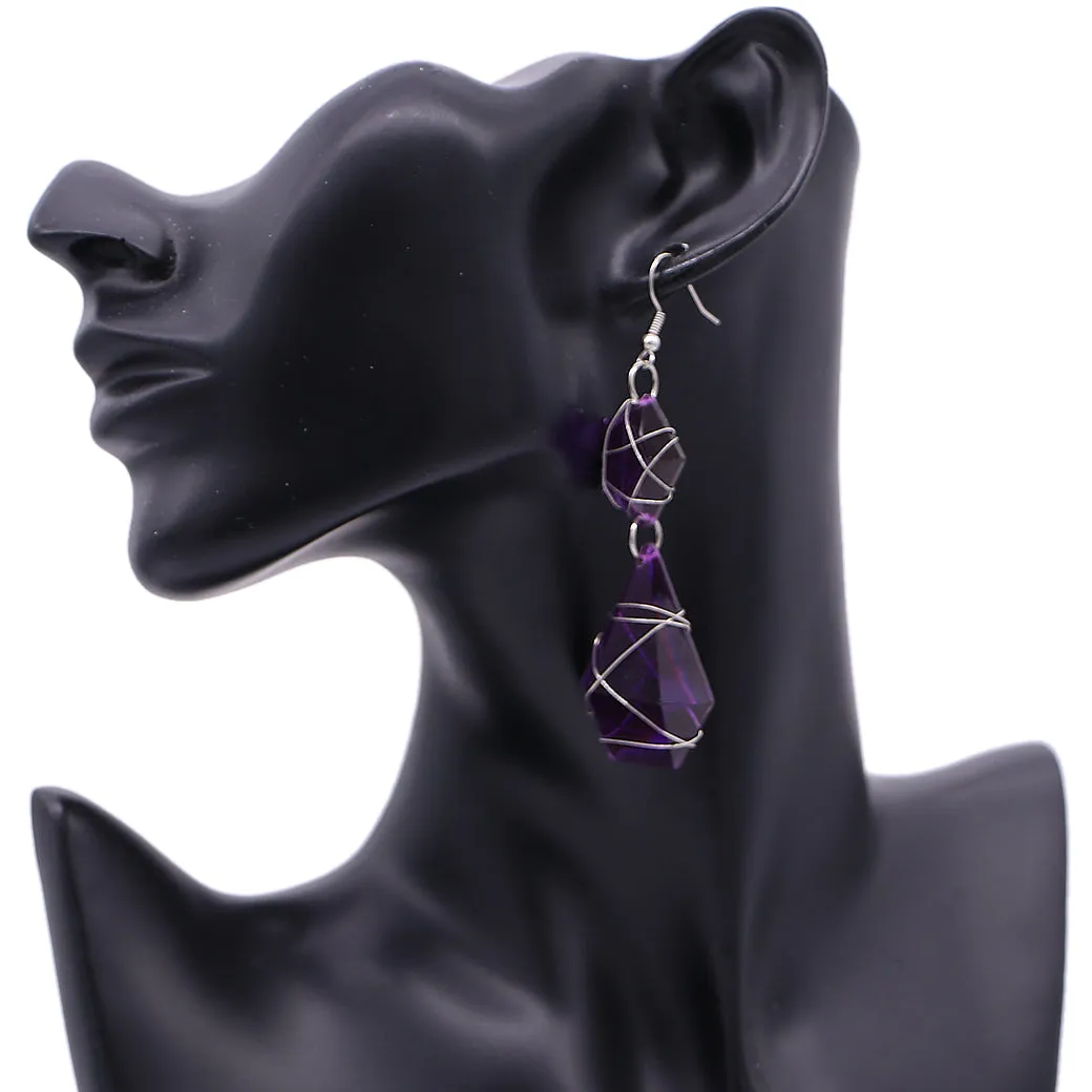 Elegant Teardrop Wrapped Dangle Earrings