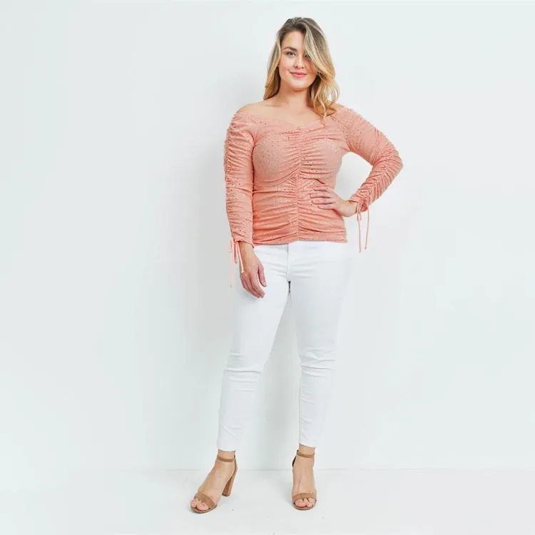 Elle Ruched Eyelet Top 