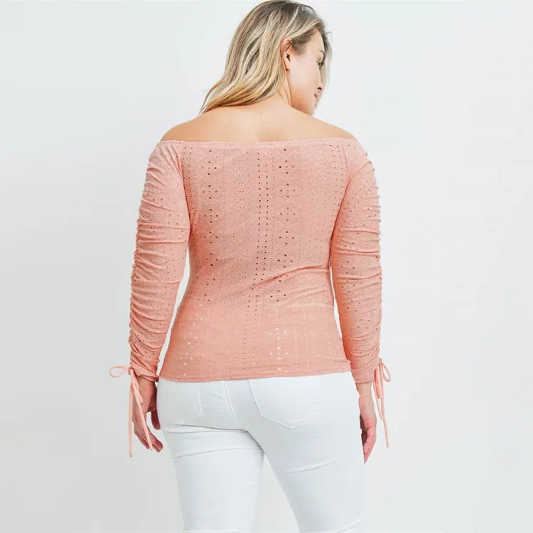 Elle Ruched Eyelet Top 
