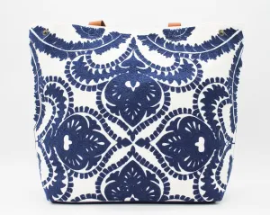 Embroidered Navy Tote