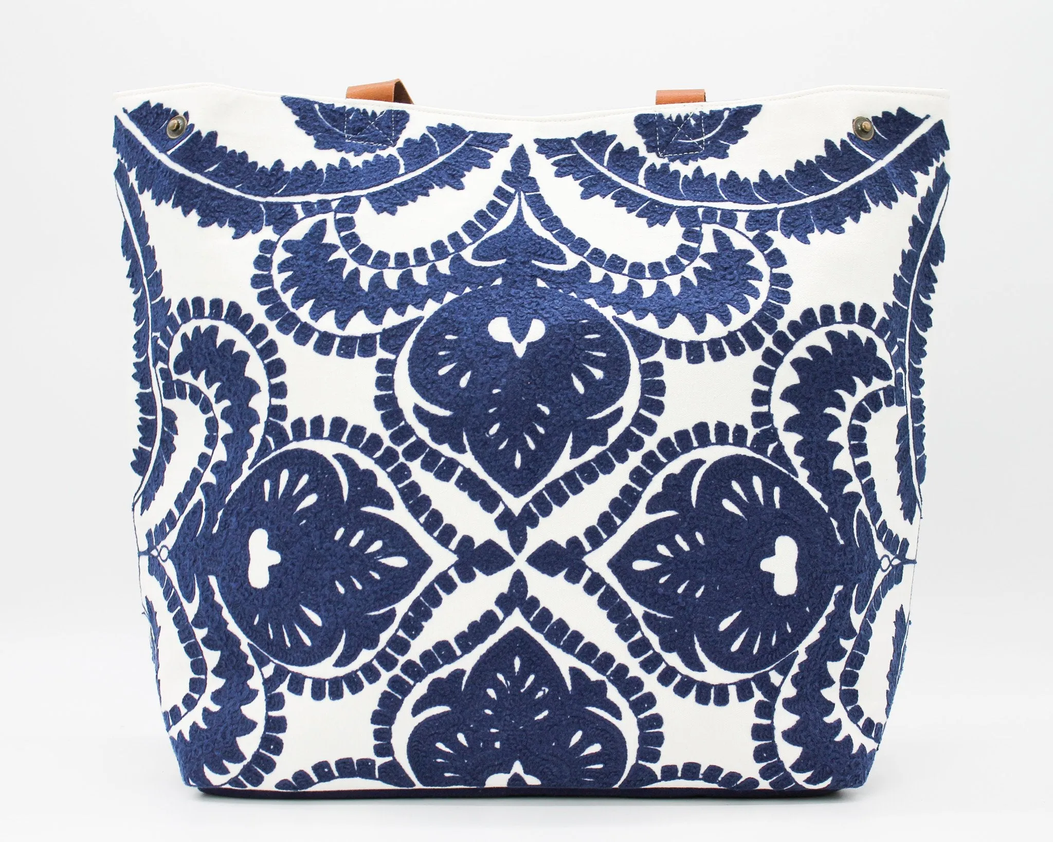 Embroidered Navy Tote