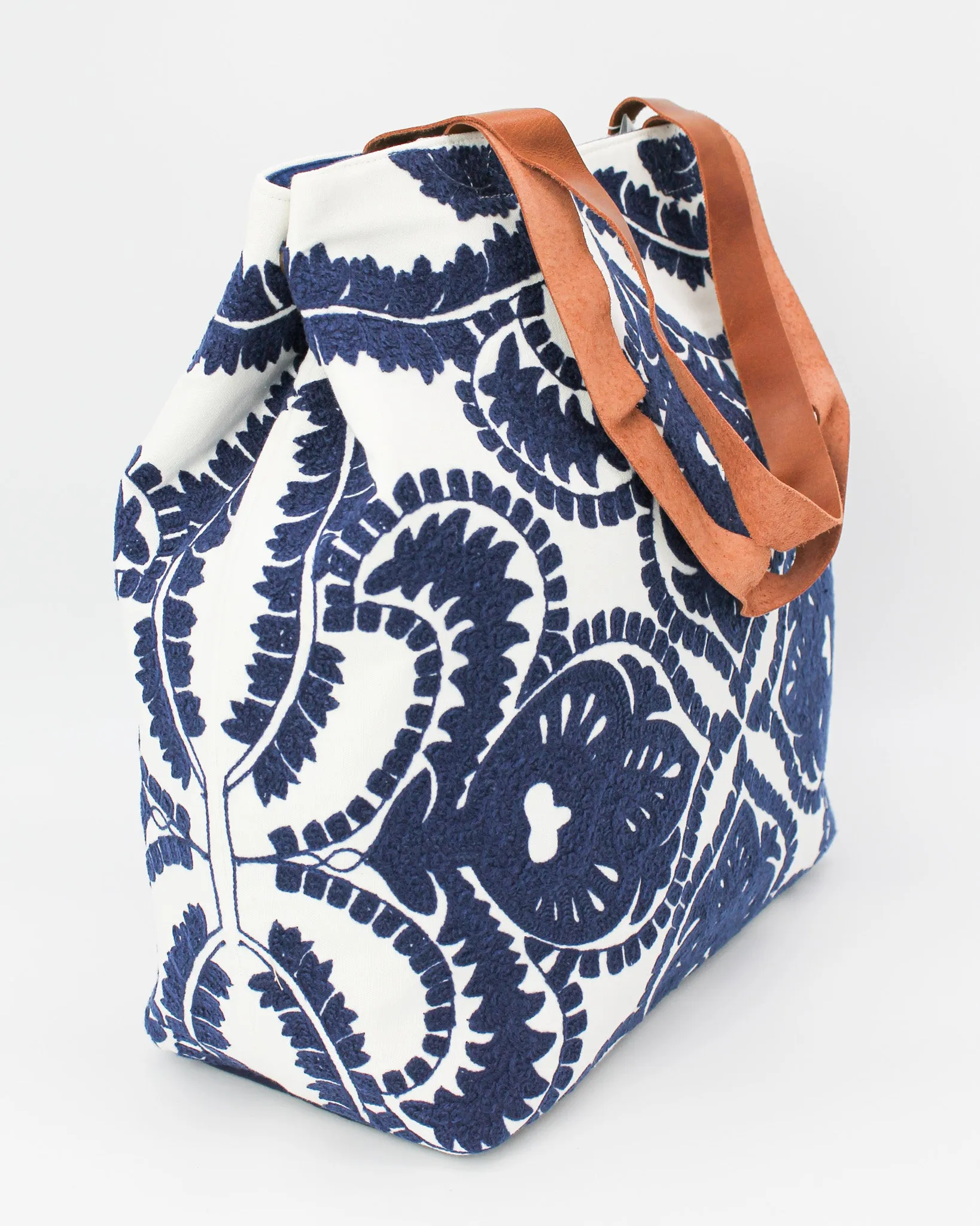 Embroidered Navy Tote