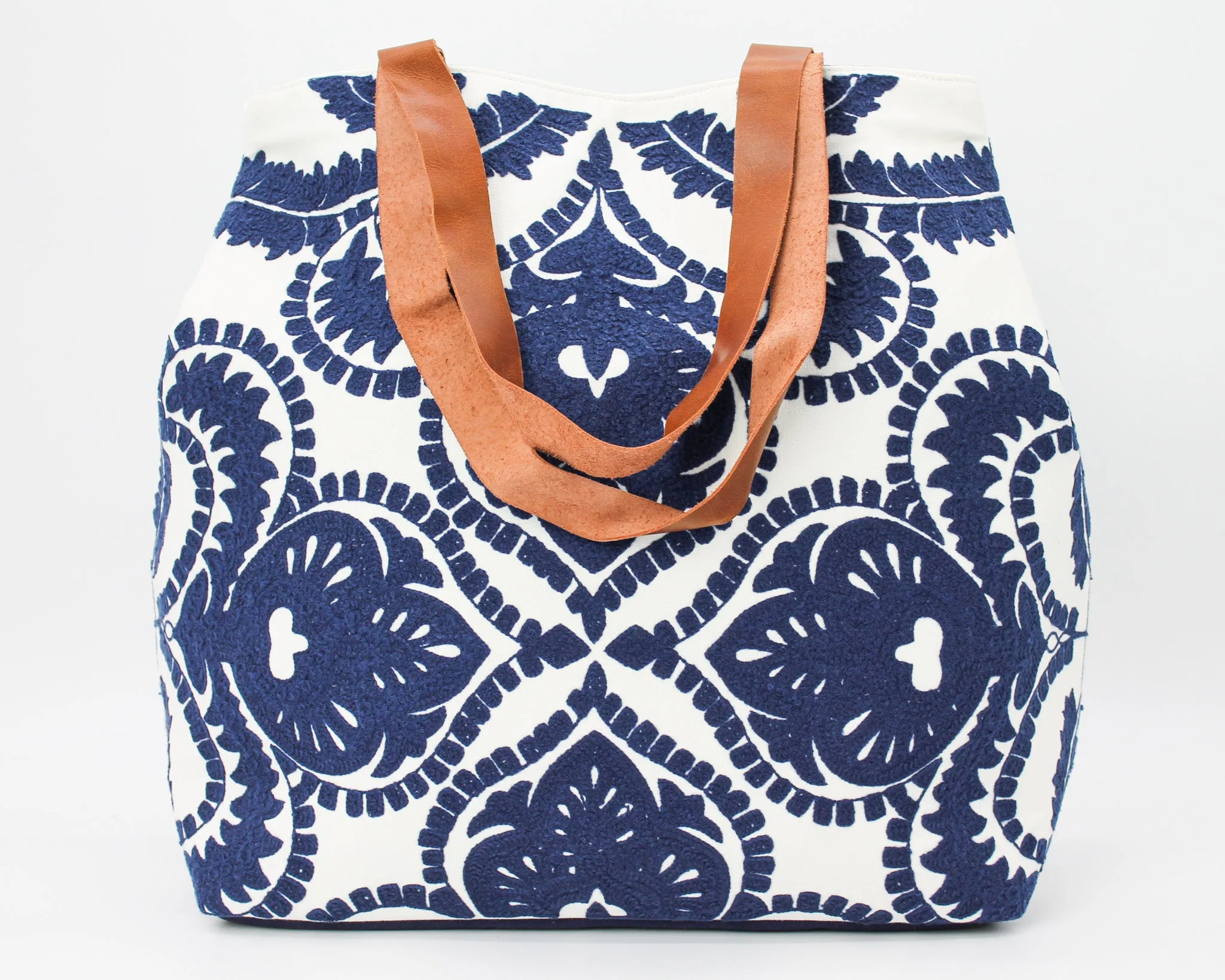 Embroidered Navy Tote