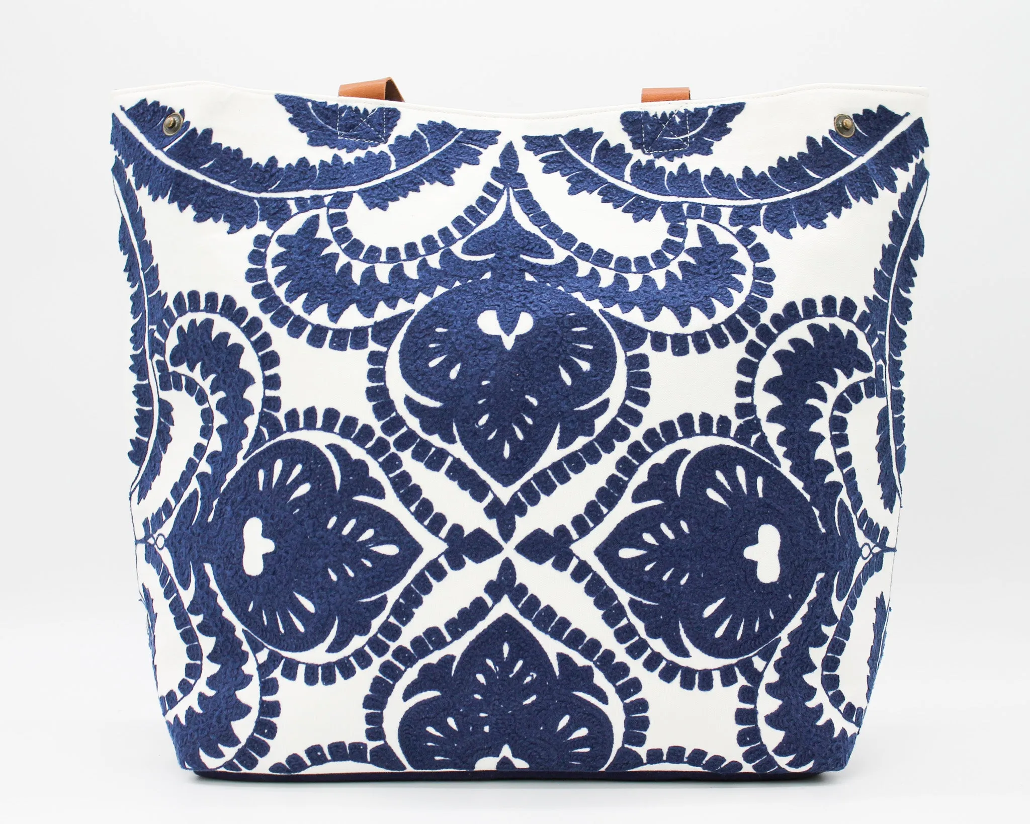 Embroidered Navy Tote