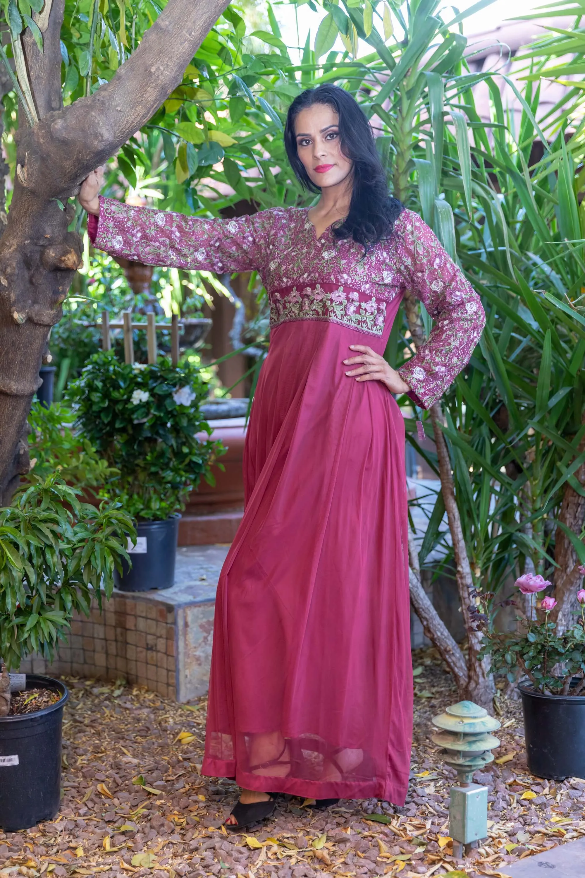 Embroidery Net Dress-Gown