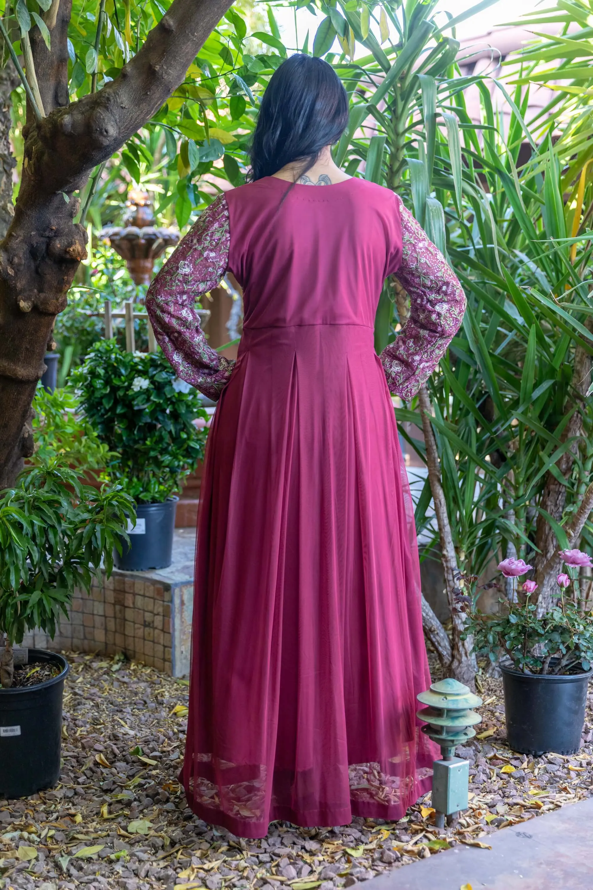 Embroidery Net Dress-Gown
