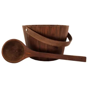 Emendo Wooden pail & ladle brown