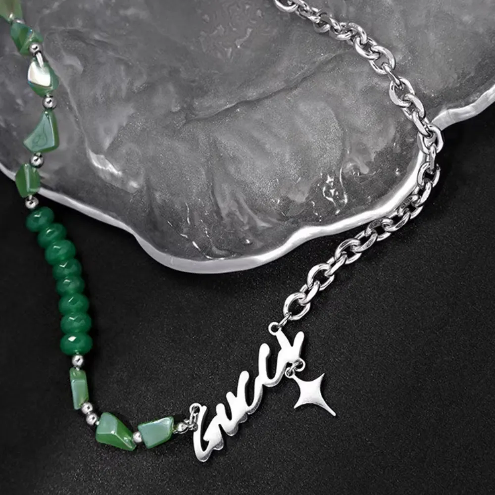 Emerald Cross Letter Necklace