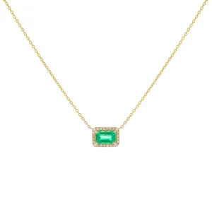 Emerald X Diamond Necklace 14K