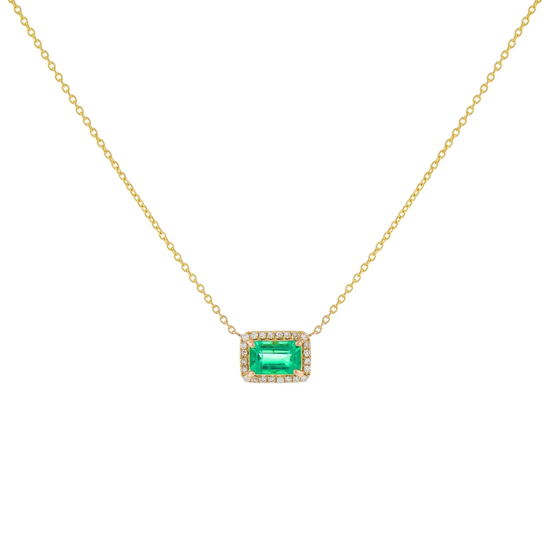 Emerald X Diamond Necklace 14K