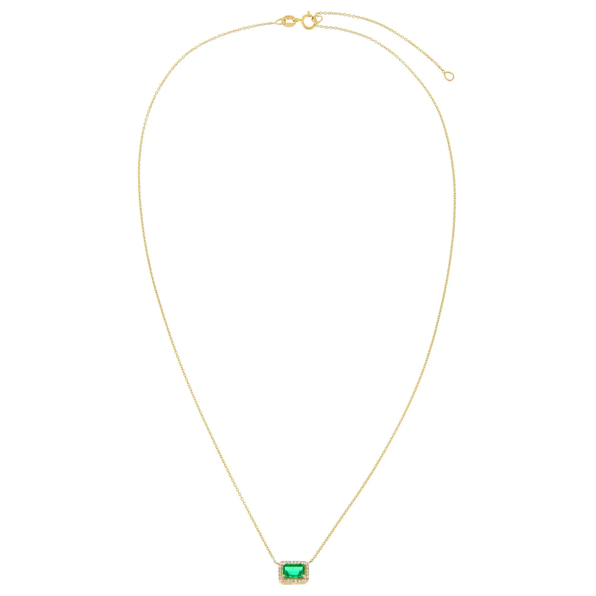 Emerald X Diamond Necklace 14K