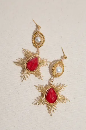 Emilia Drop Earrings - Red