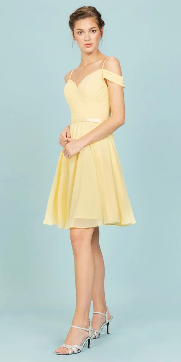 Eureka 7622 Cold-Shoulder Short Chiffon A-Line Dress