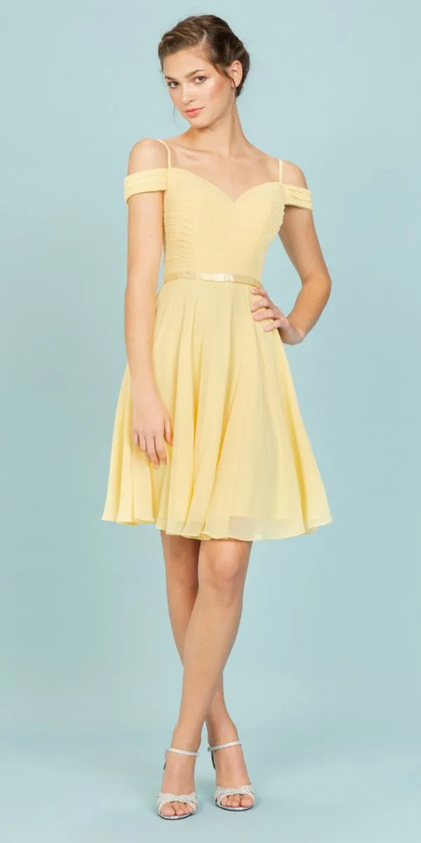 Eureka 7622 Cold-Shoulder Short Chiffon A-Line Dress