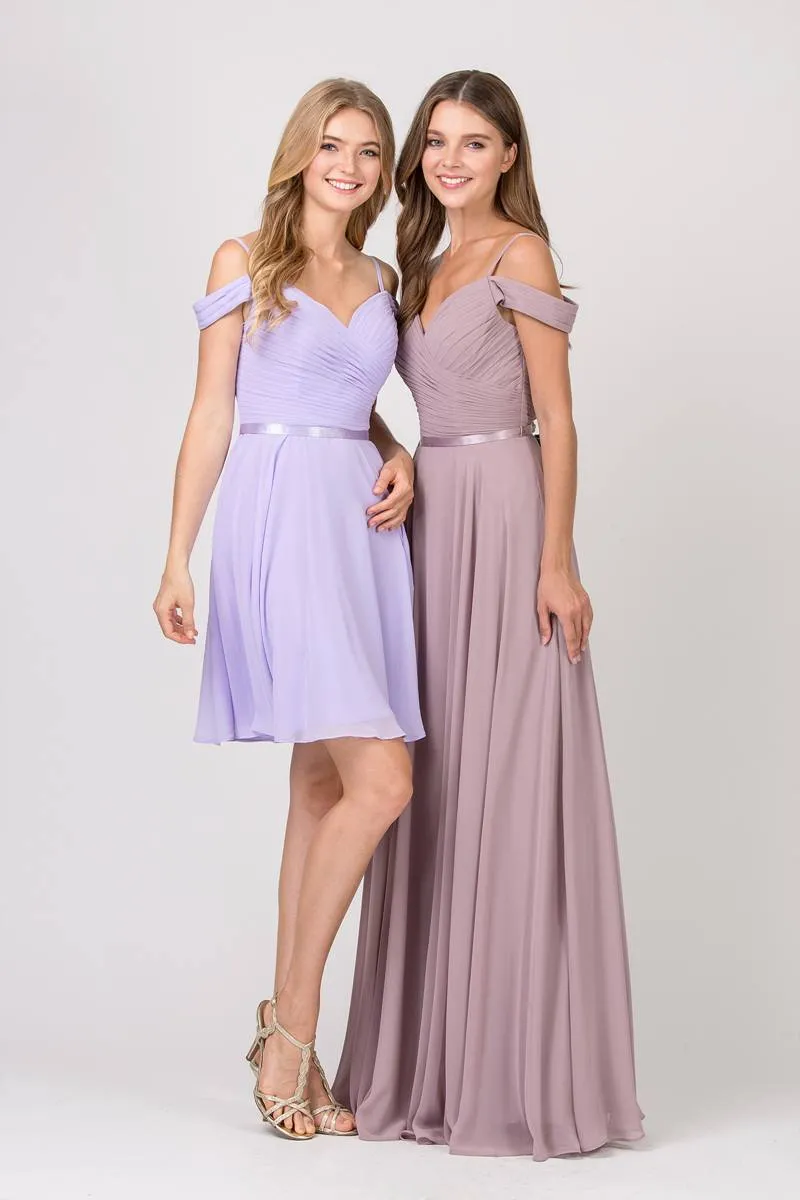 Eureka 7622 Cold-Shoulder Short Chiffon A-Line Dress