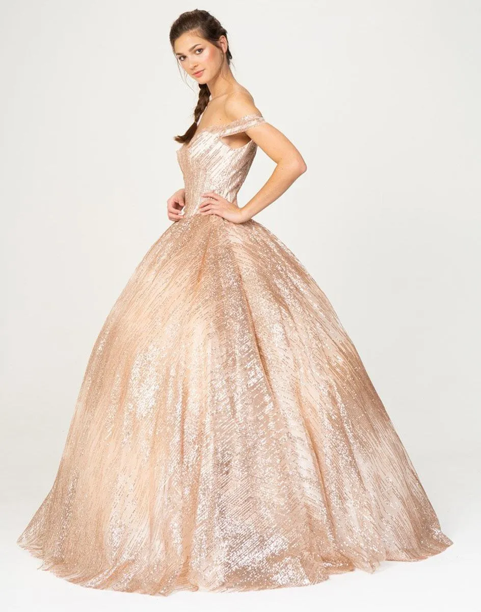 Eureka 9616 Off-Shoulder Glitter Prom Ball Gown