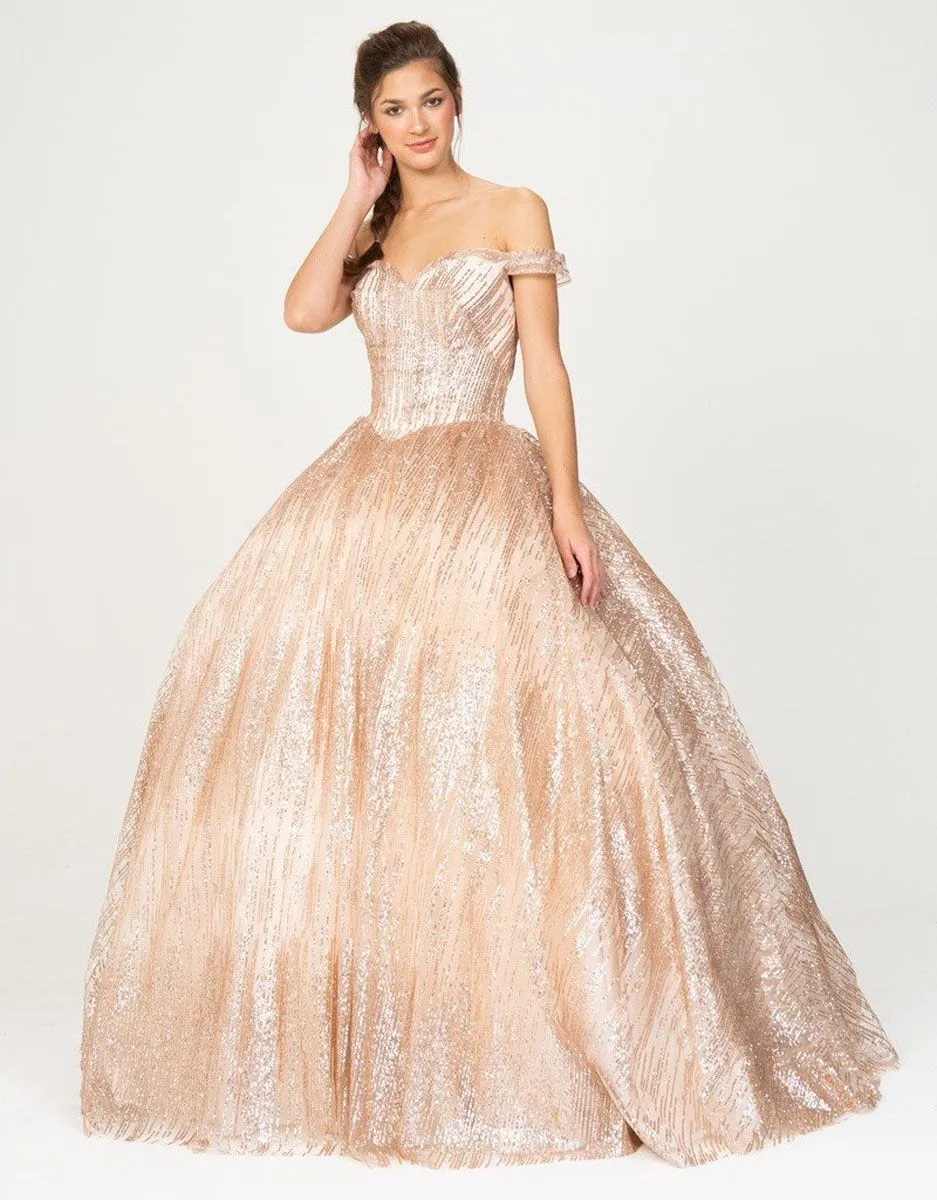 Eureka 9616 Off-Shoulder Glitter Prom Ball Gown