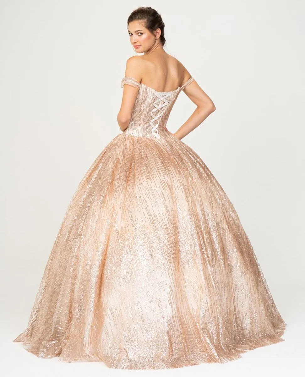 Eureka 9616 Off-Shoulder Glitter Prom Ball Gown
