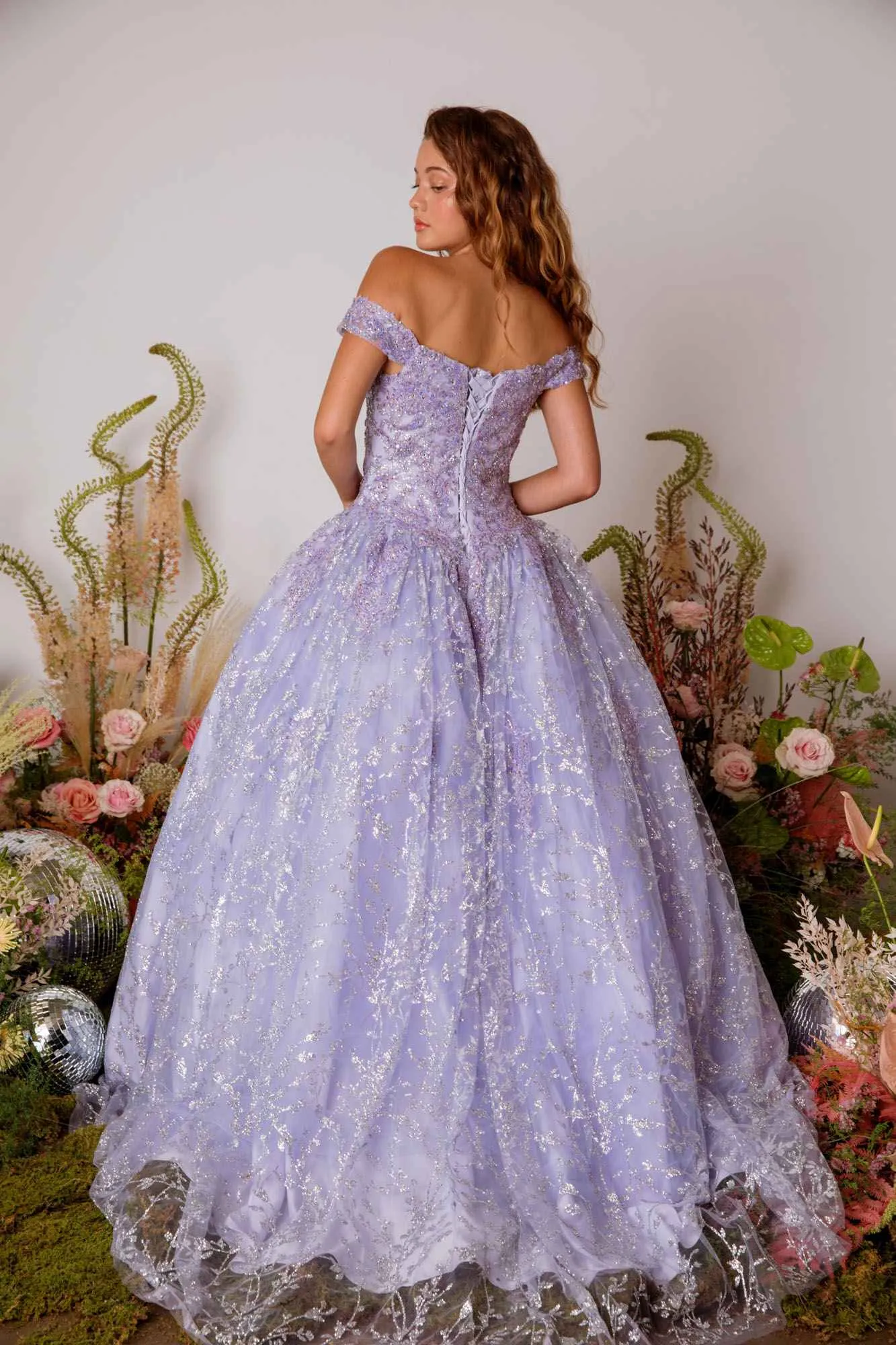 Eureka 9909 Off-Shoulder Ball Gown Lace-Up Back