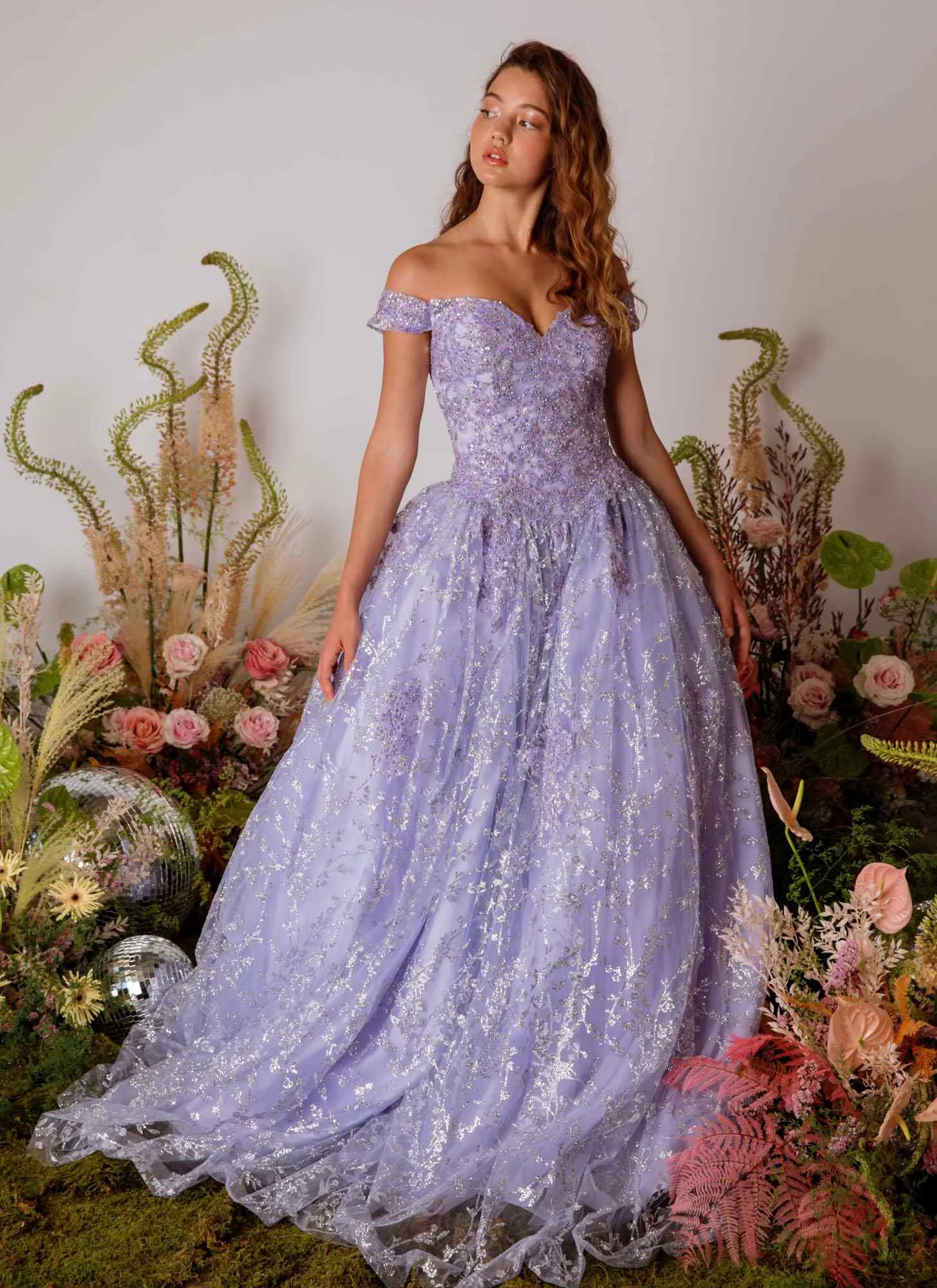 Eureka 9909 Off-Shoulder Ball Gown Lace-Up Back