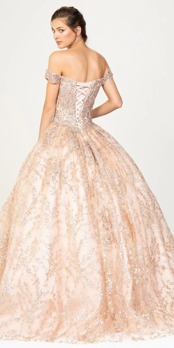 Eureka 9909 Off-Shoulder Ball Gown Lace-Up Back