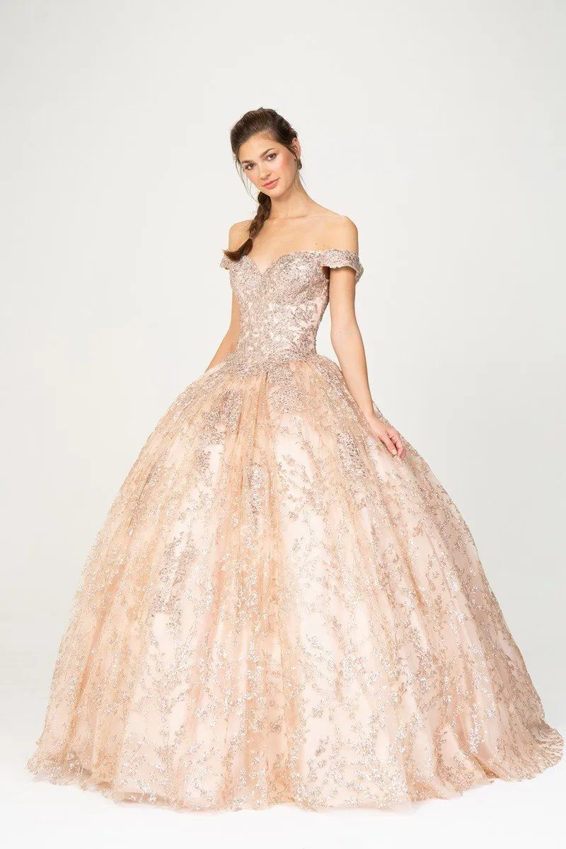 Eureka 9909 Off-Shoulder Ball Gown Lace-Up Back
