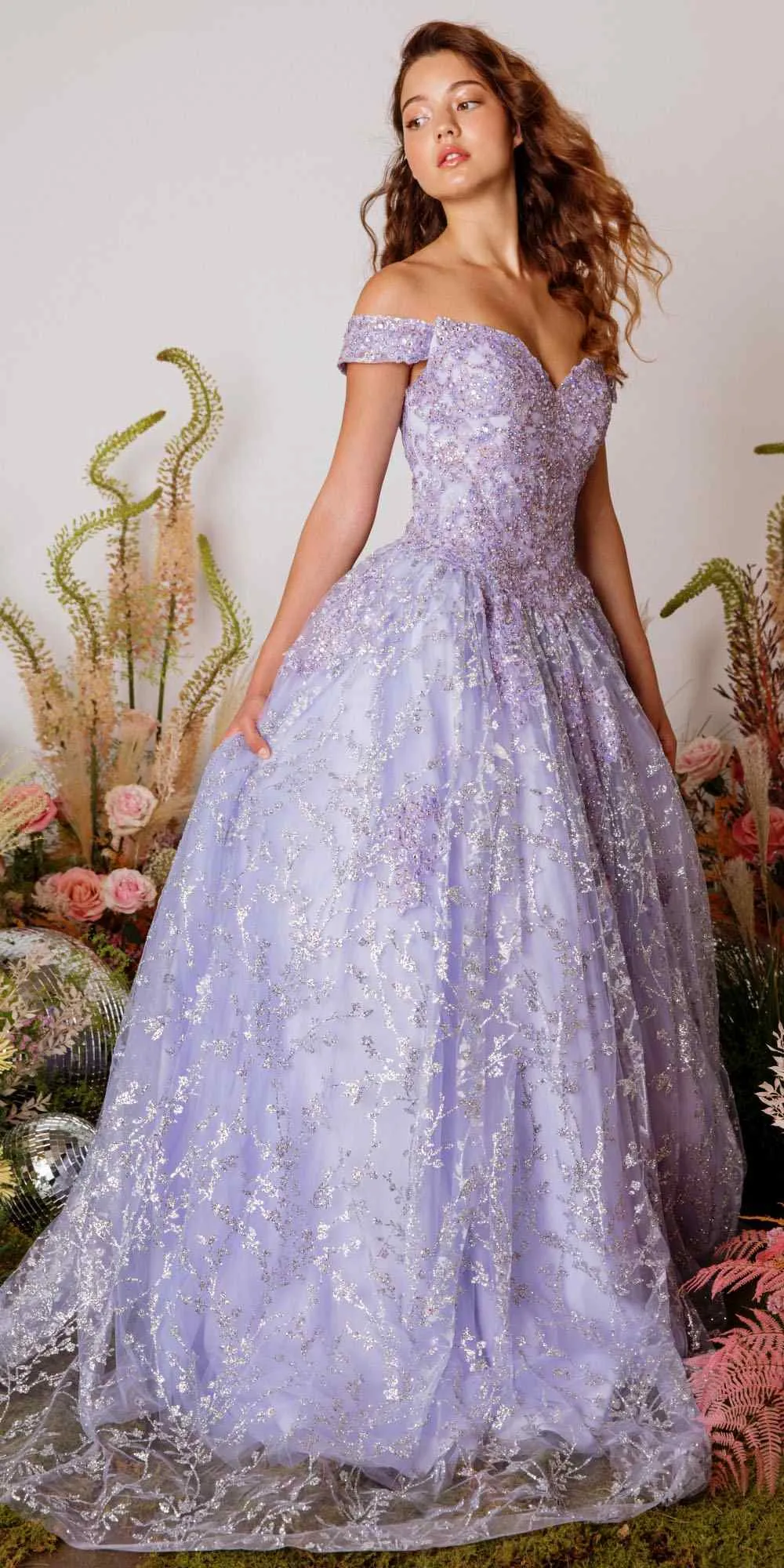Eureka 9909 Off-Shoulder Ball Gown Lace-Up Back