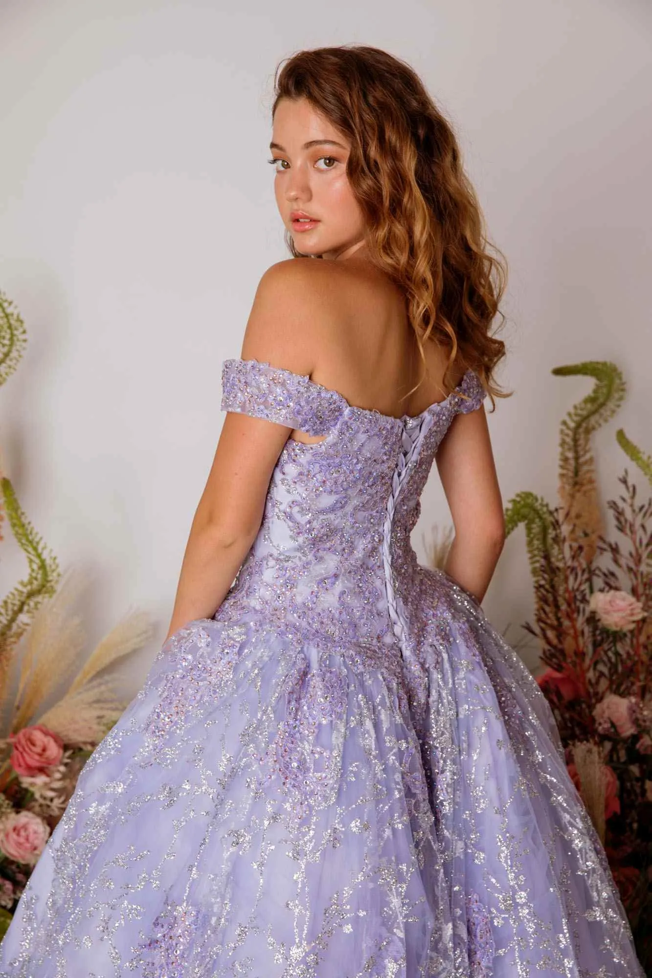 Eureka 9909 Off-Shoulder Ball Gown Lace-Up Back