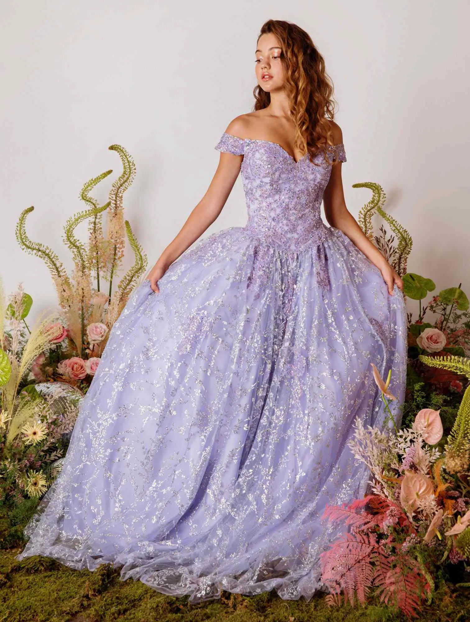 Eureka 9909 Off-Shoulder Ball Gown Lace-Up Back