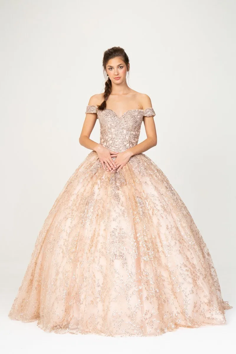 Eureka 9909 Off-Shoulder Ball Gown Lace-Up Back