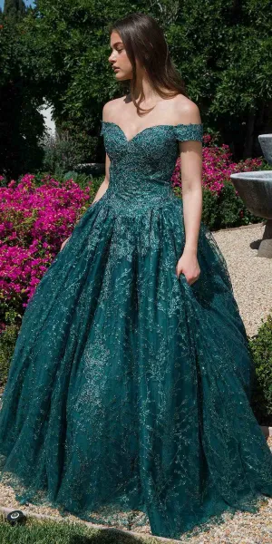Eureka 9909 Off-Shoulder Ball Gown Lace-Up Back