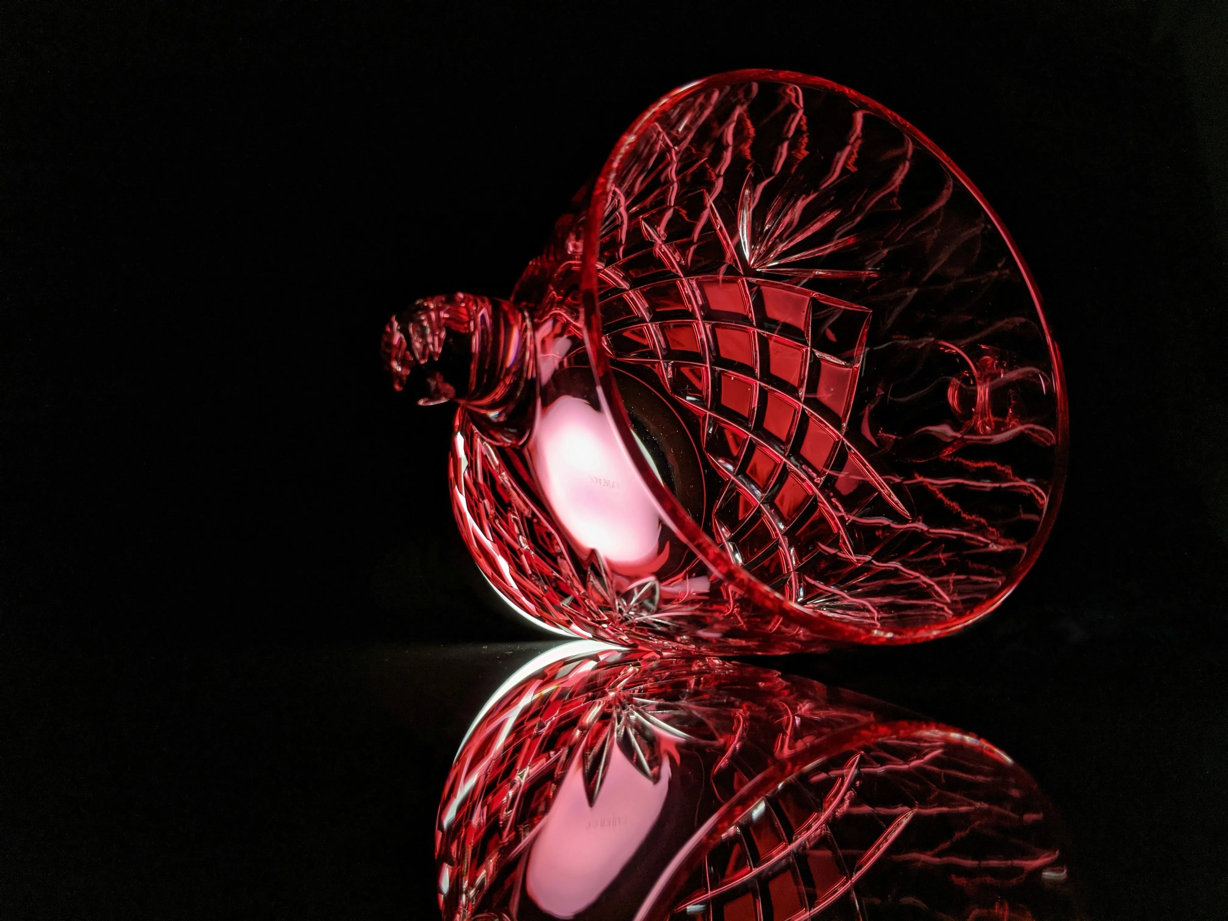 Faberge Odessa  Red Crystal Ice Bucket and Highball Glasses