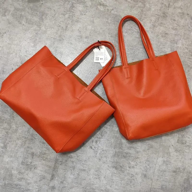 Fashion Genuine Orange Leather Tote Bag Rose Red Tote Purse Green Shoulder Tote Bag Handbag Tote For Women